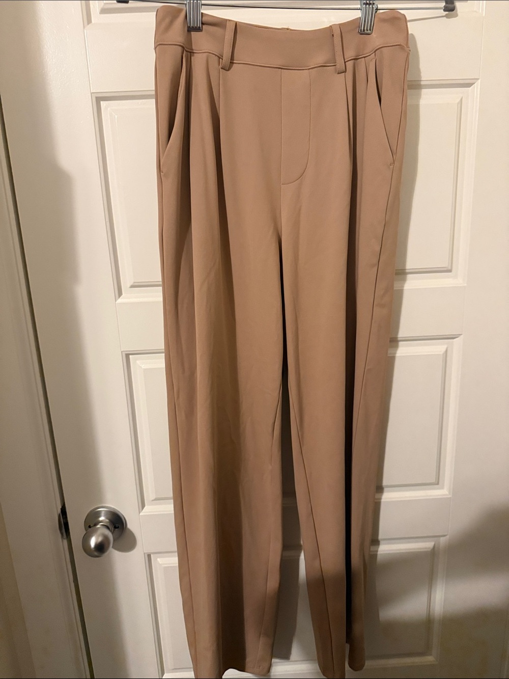 Amazon High-Rise Wide Leg Trousers in Light Brown